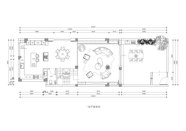 南京 · 山水风华 · 一层平面布局 · 空间规划