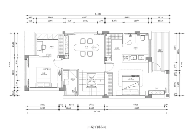 南京 · 山水风华 · 二层平面布局 · 空间规划