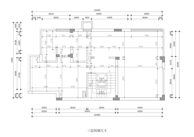 南京 · 山水风华 · 三层间墙尺寸 · 空间规划